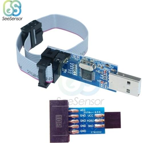 2Pcs/Set 10Pin To 6 Pin Adapter Board + USBASP USBISP AVR Programmer USB ATMEGA8 ATMEGA128 ATtiny/CAN/PWM 10Pin Wire Module