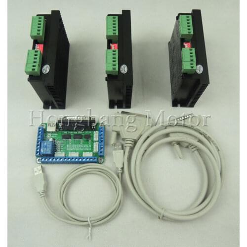 Free shipping CNC Router 3 Axis Kit,TB6600 3 Axis 4.5A Stepper Motor Driver Controller kit for mach3 + 5 axis breakout board