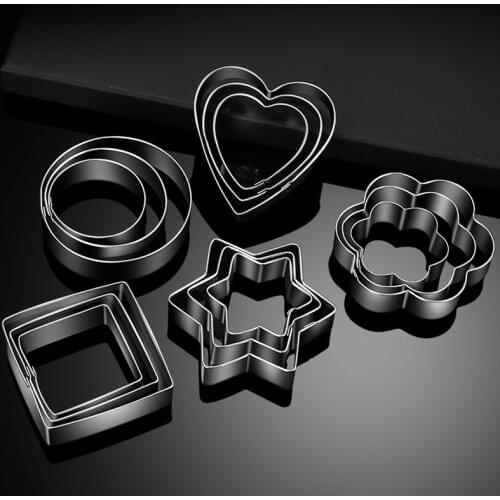 Durable Stainless Steel Cake Fondant Mold Cake Decorating Tools DIY Star Heart Round Flower Shape Baking Mould Kitchen Gadgets