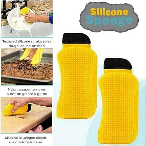3 in 1 Cleaning Sponge/Brush/Scraper handy Silicone Brush cleaning brush cleaning tool as seen on tv