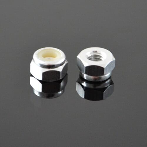 4Pcs M2 M3 M4 M5 6061 Aluminum alloy nylon self-locking nut hexagon nuts screw cap "Silver" color High Quality