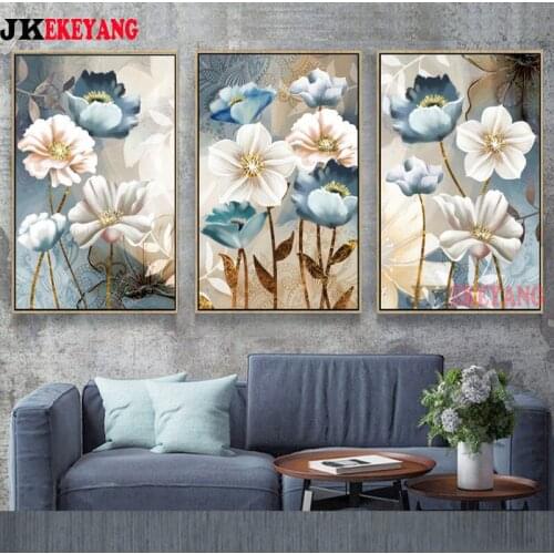 3pcs 5D Diy round/square diamond painting Pretty leaves and flower Diamond Mosaic Embroidery cross stitch Y4162