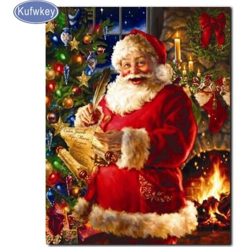Drill embroidery full display 5d diamond painting santa claus pattern diamond mosaic round square crystals paintings Christmas