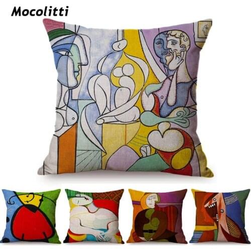 Pablo Picasso Paintings Throw Pillow Case Surrealism Abstract Oil Painting Art Decorative Gallery Sofa Armchair Cushion Cover