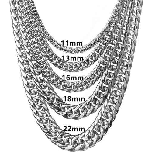 Classic Mens Silvercolor 316L Stainless Steel Curb Cuban Link Chain Necklace High Quality Miami Link Chain Choker Jewelry Gift