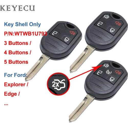 Keyecu Remote Key Shell Case Cover 3/4/5 Buttons for Ford Edge Explorer for Lincoln for Mazda for Mercury FCC: WTWB1U793