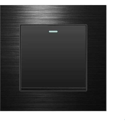 DepoGuye UK/EU 1Gang 2way rocker switch，250V 16AEmbedded light switch Brushed aluminum international universal panel 86mm*86mm