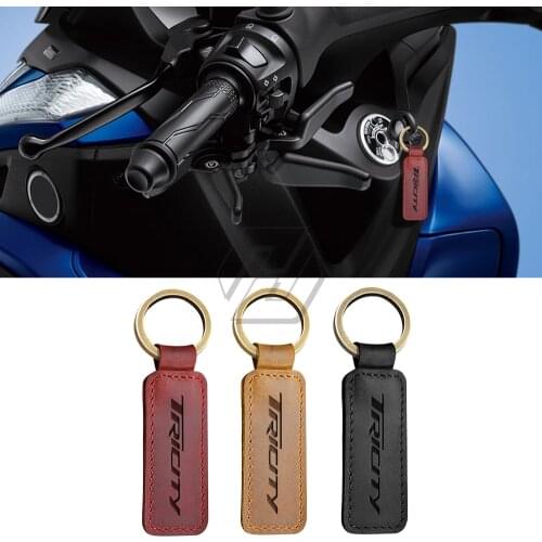 For Yamaha Tricity 125 155 300 Scooter Key Motorcycle Cowhide Keychain Key Ring