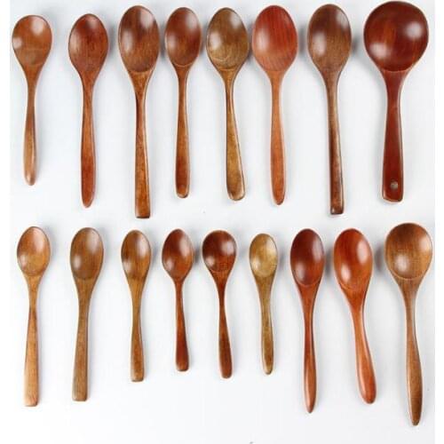 Eco-friendly natural wooden spoon teaspoon tableware milk honey spoon soups coffee tea scoop kitchen baby dinnerware SN1967