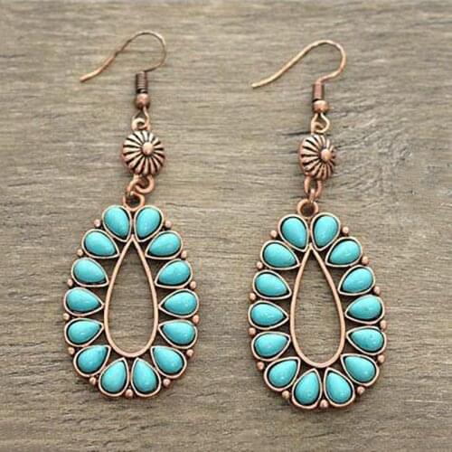 Ethnic Bohemian Long Water Droplets Beaded Earrings for Women Vintage String Resin Hanging Earrings Wedding Jewelry O3D301