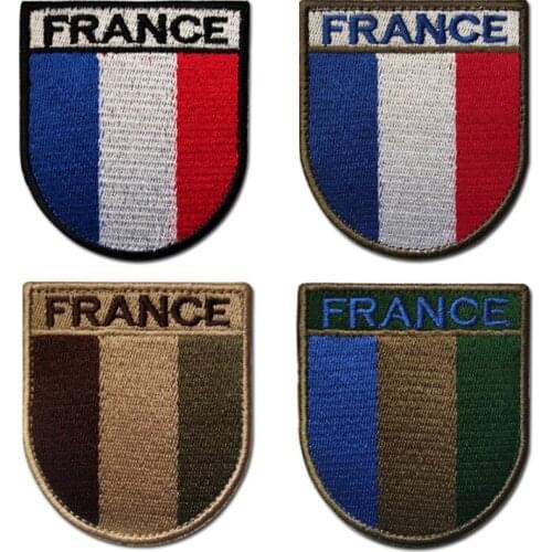 France Tactical Military Badge Embroidery Velcro Patches French Army Flag Shield Clothes Armband Backpack Bag Stickers Applique