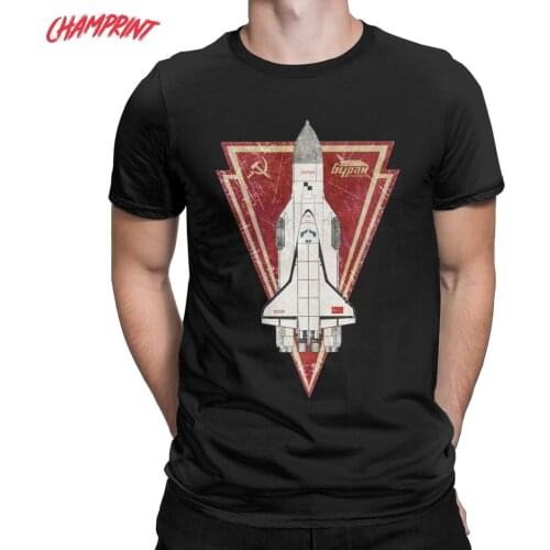 Fashion CCCP Flag Space Rocket T-Shirt for Men Crew Neck Cotton T Shirt USSR Soviet Union Short Sleeve Tees Classic Tops