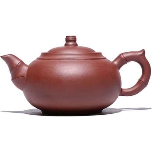 Yixing Tea Pot Handmade Kungfu Tea Tool Teapot Bamboo Shape Mouth Teaware 360ml Raw Ore Purple Mud Kitchen Drinking Accessories