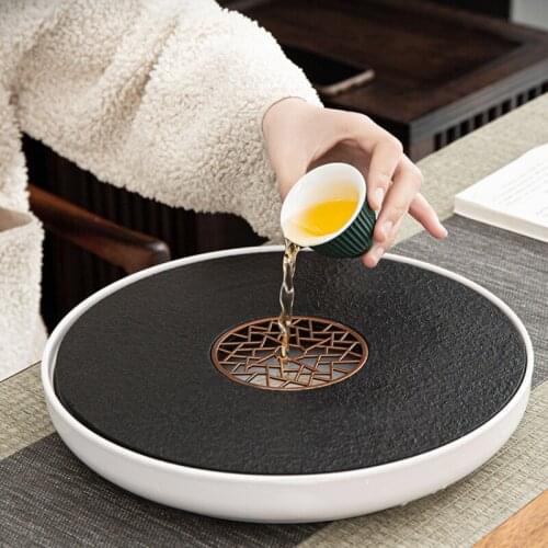 Water Storage Stone Tea Tray Drainage Vintage Handmade Chinese Dry Bubble Tea Tray Tea Ceremony Plateau De Service Teaware 50