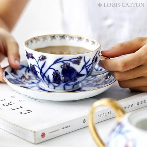 Bone China Coffee Mugs Cup Set European Tea Cup Teapot Household Handmade Gold-plated Tea Set Light Luxury Flower Pattern Cup