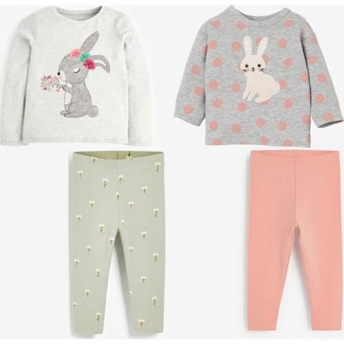 Cute Baby Girls Lovely Cartoon Long Sleeve Sweatshirts Tops+Pants 2Pcs Suits Kids Outfits Spring Autumn Children Clothes Sets