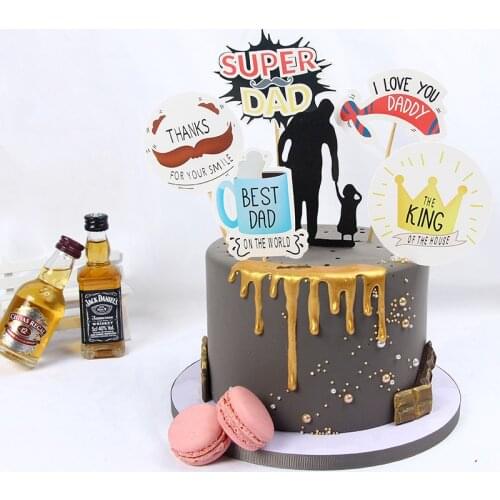 Super Dad Happy Birthday Cake Topper Creative Fathers day Cupcake Topper for Fathers day Daddy Birthday Party Cake Decorations