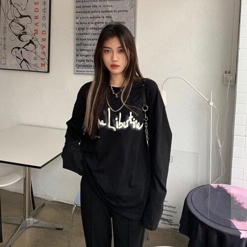 Summer loose hedging letter printed sleeve T-shirt all-match casual college style jacket women