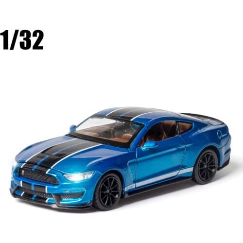 1/32 Mustang Shelby GT350 Alloy Car Toy Model A Modified Car Model Pull Back Flashing Childrens Toy Gift Free Shipping