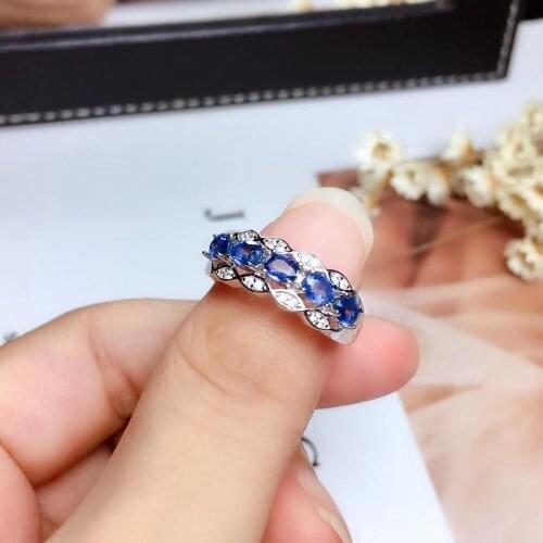 Fashion Ocean blue sapphire gemstone ring with silver jewelry hot selling gift style