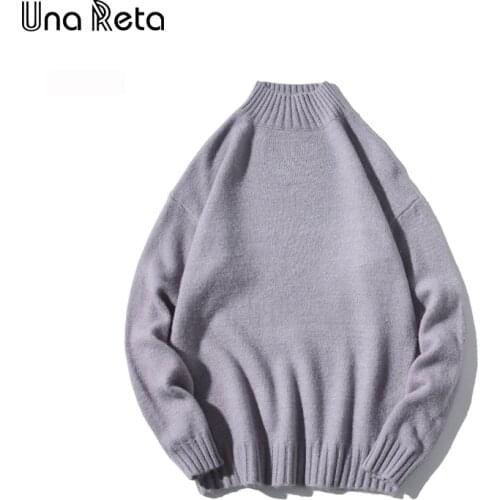 Una Reta Turtleneck Men Sweater New Autumn Winter Solid Casual Pullover Mens Sweater Pull Homme Plus Size Loose Sweater Men