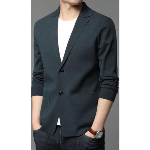 Mens Knitted Sweater Cardigan 2021 Spring Autumn New Korean Slim Fit Suit Trend Casual Coat Baseball Jacket Men Clothes Fall