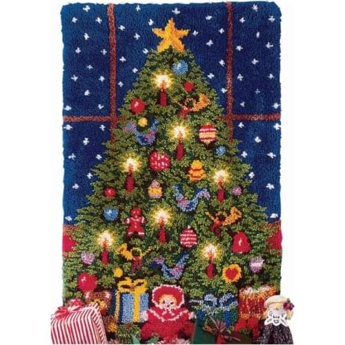 Latch Hook Rug Kits Crocheting Carpet Rug Cats Acrylic Yarn Pre-Printed Canvas Cushion Mat Crochet Tapestry Christmas decoration