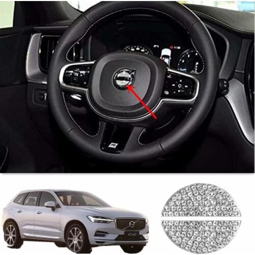 Car Interior Steering Wheel Cover Trim Rhinestone Sticker for Volvo XC40 XC60 XC90 2018 2019 2020 2021Car Decoration Accessories
