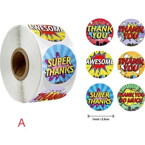500pcs/roll Thank You Stickers Handmade Labels Stickers For Wedding/party/gift Box Decoration Circle Stationery
