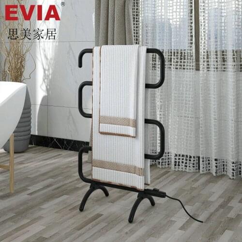 Floor low carbon steel electric towel rack family hotel without perforated bath towel fixed towel rack black towel bar