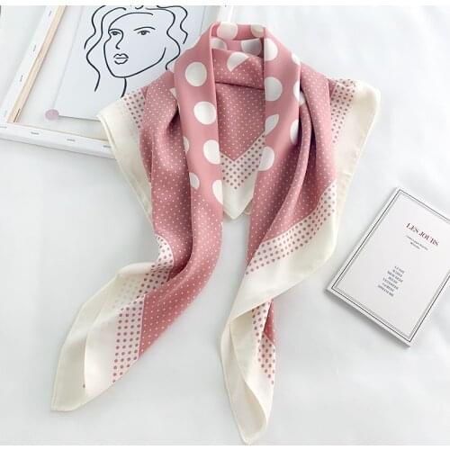 2021 Spring New Square Scarf Women Dot Printed Hijab Scarves Shawls and Wraps Neck Kerchief Soft Bandana Stoles