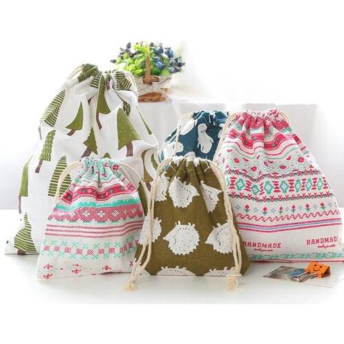 New Fresh Fabric Cotton Travel Drawstring Tote Storage Bag Dust Cloth Bag Organizer Bag for Underwear Toy Storage Bag Household