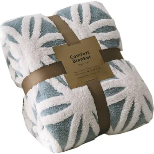 Double Thickened Coral Fleece Blanket bedding Autumn/Winter Use Warm Soft Throw on Bed/sofa nap AB side Jacquard Blanket 2019