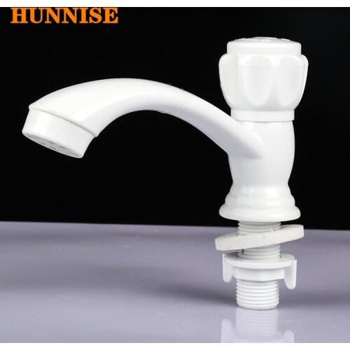 Single Cold Basin Faucet HUNNISE Quality Plastic Bathroom Basin Sink Mixer Tap Deck Mounted Single Cold Bathroom Basin Faucet