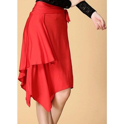 Latin Dance Dress Red Black Irregular Skirt Cha Cha Rumba Samba Tango Dresses For Dancing Practice Performamnce Dancewear
