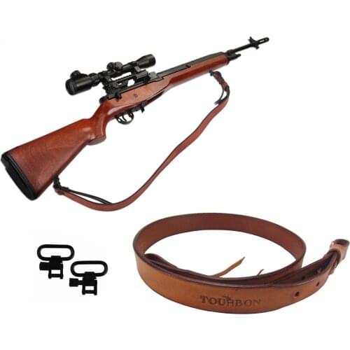 Tourbon Hunting Gun Sling Rifle Belt w/Swivels Shotgun Shooting Shoulder Strap Genuine Leather Gun Accessories Adjusted(1 SET)
