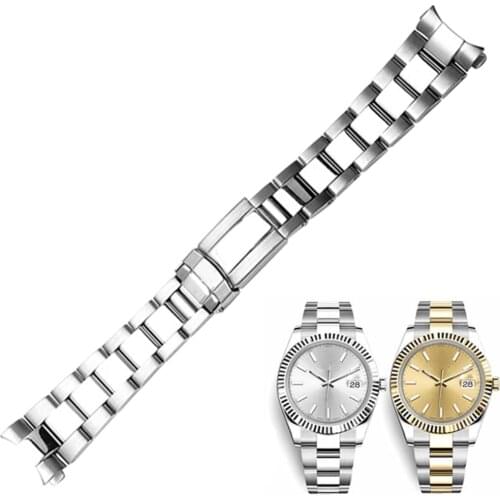 17mm 20mm Silver Brushed 316L Solid Stainless Steel Watch Band Belt Strap Bracelets For GMT Submariner Watchband