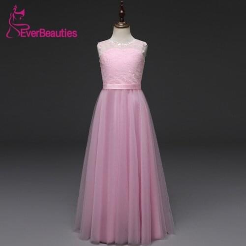 Pink Junior Bridesmaid Dresses for Girls 2020 Tulle with Lace brautjungfernkleid Robe Demoiselle D'Honneur