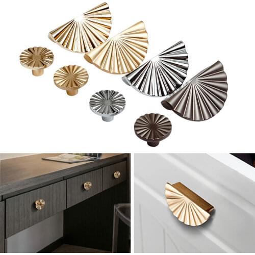 Drawer Handle European-style Round/semi-circle Single-Hole Zinc Alloy Handle Household Drawer Decorative Fan-shaped Handle Knobs