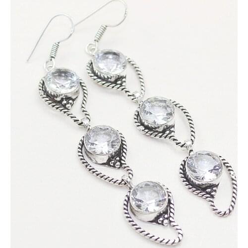 White Topas Earring, 85 mm, E0556