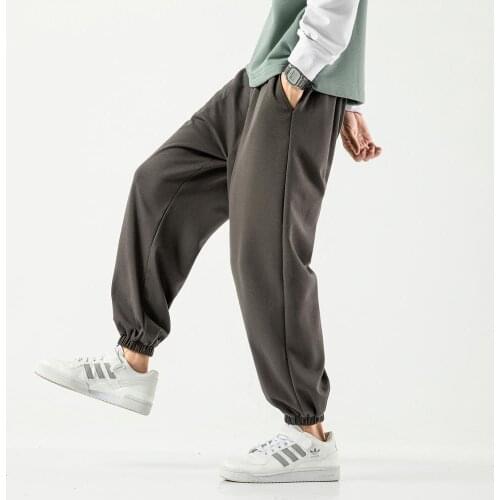 Autumn New Sweatpants Mens Streetwear Pants Fashion NO Inelastic Loose Drawstring Trousers For Men Bound Foot Casual Pants