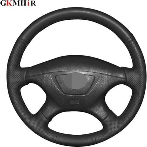 Hand-stitched Black Genuine Leather DIY Car Steering Wheel Cover for Mitsubishi Pajero Sport 2004 Montero Sport 2004