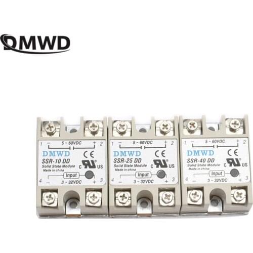 Solid State Relay SSR-10DD SSR-25DD SSR-40DD 10A 25A 40A AC Control DC Relais 3-32VDC TO 5-60VDC SSR 10AA 25AA 40AA