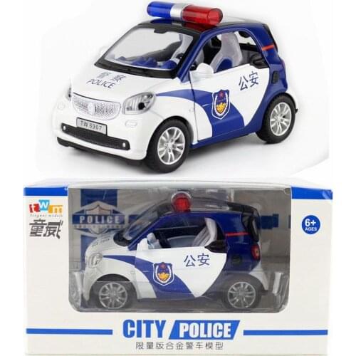 TY MODELS Alloy Smart Elf Police Car CHILDRENS Toy Model Sound and Light Warrior Door Opening Window Box