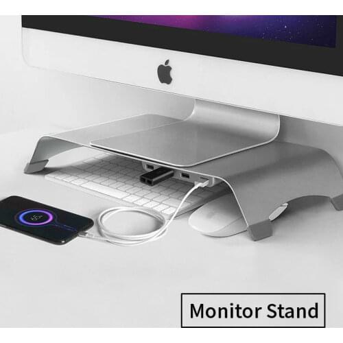 Universal Monitor Stand Holder Aluminum Alloy Laptop TV PC Monitor Stand Bracket Organizer Home Office Desktop Monitor Riser