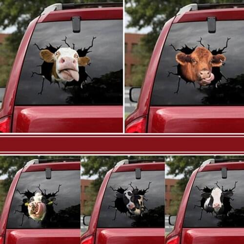 Funny Cow In The Crack Vinyl Car Stickers Decals Motorcycle Accessories Car-Window Decorative Goods PVC Decorative 2021 New