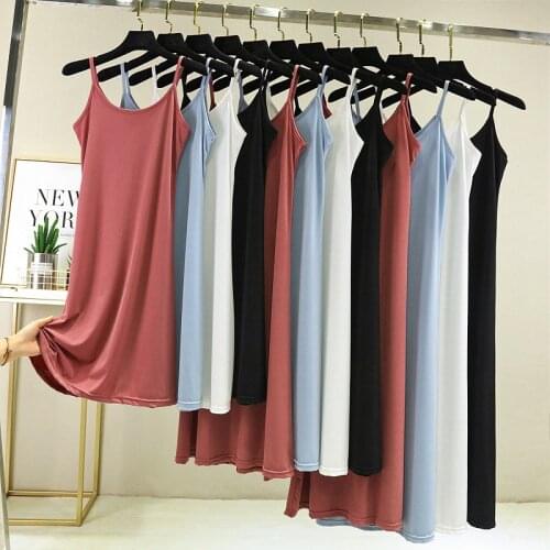 Spring summer 2021 Woman Tank Dress Casual ice silk Sexy Camisole Elastic Female Home Beach Dresses o-neck camis sexy dress