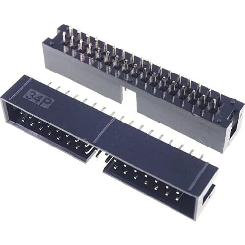 10 Pcs Shrouded Box header IDC Socket 2.54mm 2x17 Pin 34 P Straight Male square pin 0.64mm 2 rows 2.54 Through hole DIP