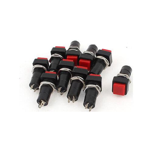 10 x 2Pin N/O SPST Red Latching Square Push Button Switch AC 250V/3A