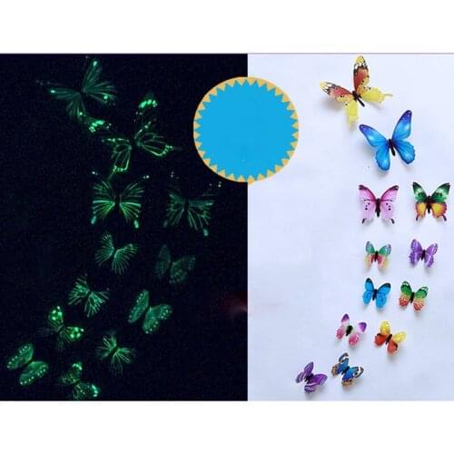 Home Decor butterflies glowing stickers stars shine in the dark 12pcs Luminous Butterfly Decal Art Wall Stickers Room Magnetic